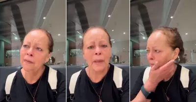 Madre llora en aeropuerto por el abandono de su hija.