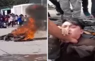 Ayacucho: Vecinos hacen justicia con sus propias manos e incendian moto de delincuente