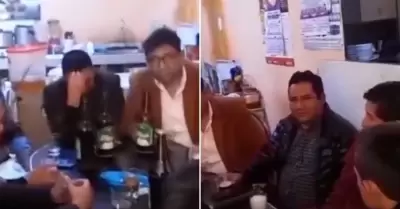 Alcalde de Cusco es sorprendido bebiendo licor en hora de trabajo.