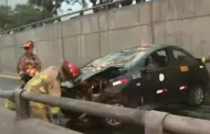 San Isidro: Terrible! Auto vuelca en plena Va Expresa y deja tres heridos de gravedad