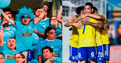 Hinchas reaccionan al triunfo de Sporting Cristal.