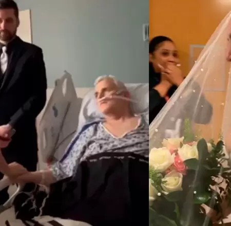 Mujer se casa en el hospital ante su padre moribundo.