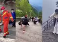 Monte Taishan: Turistas suben ms de 7 mil escalones y terminan hasta en camillas