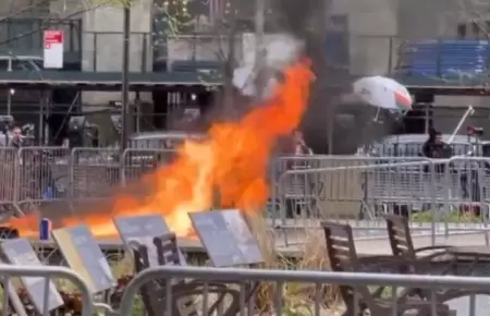 Hombre se prende fuego durante enlace de televisin.