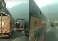 Imprudencia! Camin invade carril contrario y choca con bus interprovincial en Carretera Central (VIDEO)