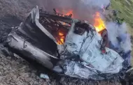 Huancavelica: Trgico! Vehculo vuelca y se incendia tras fatal accidente en Huachocolpa