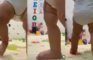Sigue sus pasos! Beb arrasa con video tutorial enseando a caminar