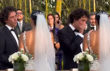 Mateo Garrido no aguanta las l�grimas en su boda.