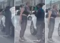 Mujer amenaza con arma a limpiaparabrisas.