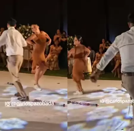 Recin casados bailan al ritmo del huaylas.