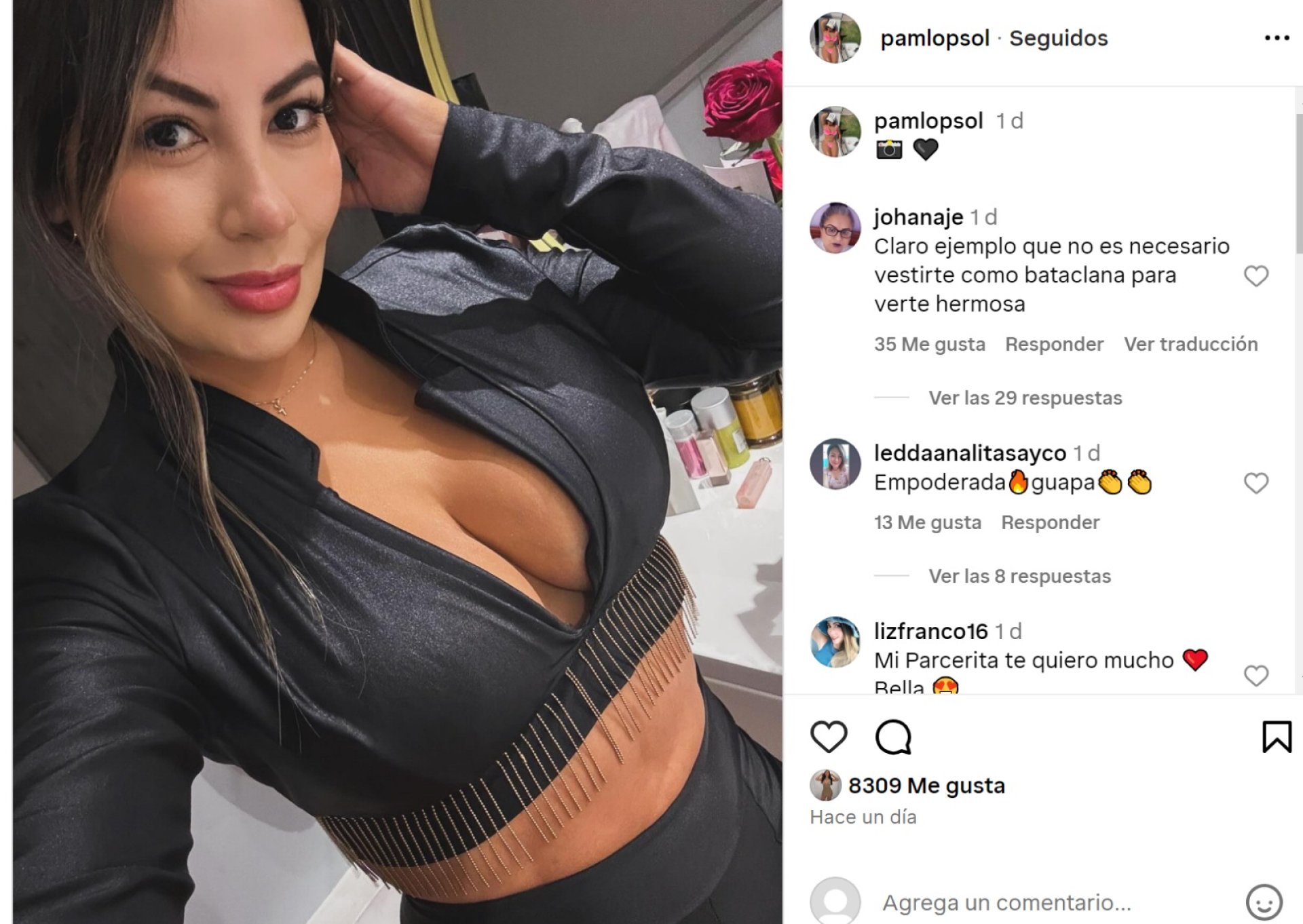 Pamela Lpez en redes sociales