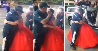 Quinceaera sorprende a su padre en su trabajo.