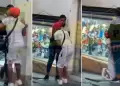 Inslito! Mujer golpea a un hombre mientras l le suplica en plena calle: "Pgame, pero no me dejes"