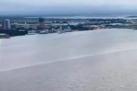 Aeropuerto de Brasil completamente inundado.