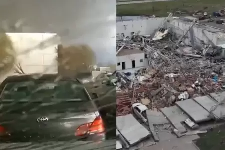 Tornado destroza almacn en Oklahoma.