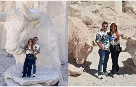 Magaly es troleada por foto con escultura de toro