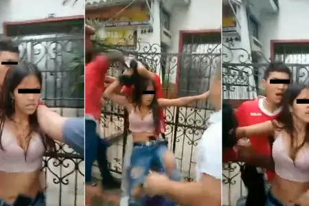 Mujer defiende a su novio de un ataque al ser acusado de presunto robo.