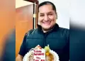 Alcalde de Comas posa junto a torta con particular mensaje poltico.