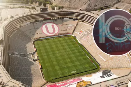 Presuntos hinchas de Sporting Cristal pintan fachada del estadio monumental.