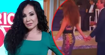 Janet Barboza se luce con misterioso hombre en fiesta.