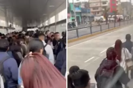 Estacin del Metropolitano colapsa en plena hora punta.