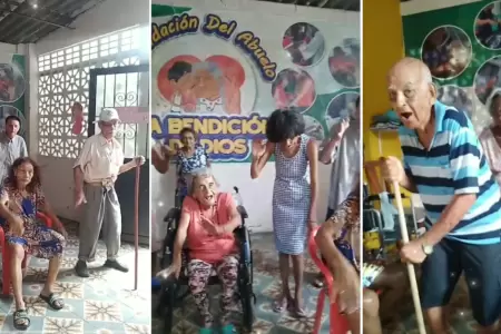 Abuelitos realizan baile al ritmo de 'Thriller'.