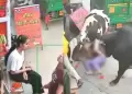 Inslito! Vacas embisten brutalmente a dos jvenes en plena calle: Ataque captado en video