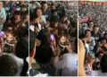 Con torta y todo! Hinchas de Alianza Lima celebran cumpleaos de joven en el Estadio Nacional