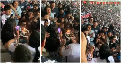 Hinchas de Alianza celebran cumpleaos de joven en Estadio Nacional