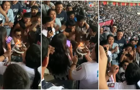 Hinchas de Alianza celebran cumpleaos de joven en Estadio Nacional