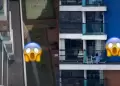 �Ins�lito! Mujer arriesga su vida al limpiar ventanas en piso 23 sin protecci�n: "No le teme a nada"