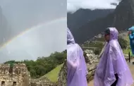 Turistas quedan impresionados al ver un hermoso arcoris en Machu Picchu durante intensa lluvia