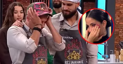 Mathas Brivio llora al dar mensaje en 'El Gran Chef Famosos'.