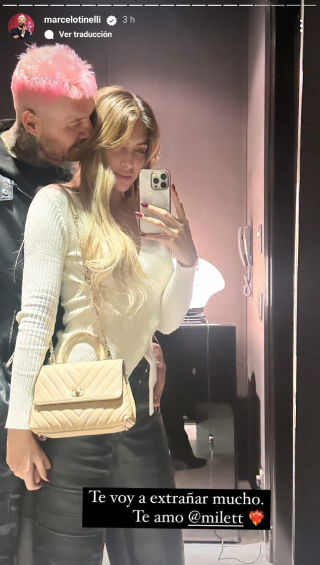 Marcelo Tinelli se despide de Milett antes de partir a EE. UU. para la Copa América.