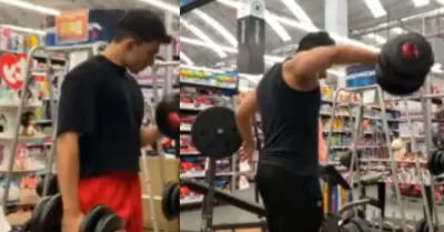 Tiktoker entrena en seccin de deportes de supermercado