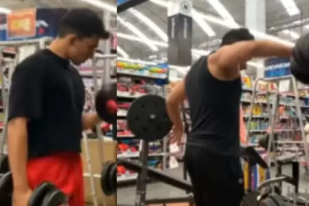 Tiktoker entrena en seccin de deportes de supermercado