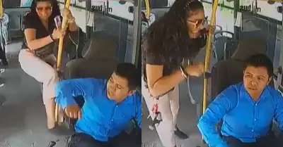 Mujer golpea a conductor de bus de transporte pblico