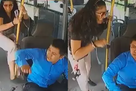 Mujer golpea a conductor de bus de transporte pblico