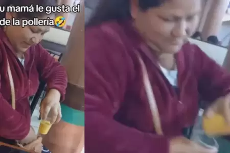 Mujer se lleva aj de pollera en un vaso