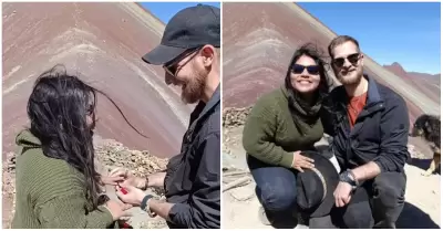 Turista le propuso matrimonio a su pareja en la Montaa de 7 Colores