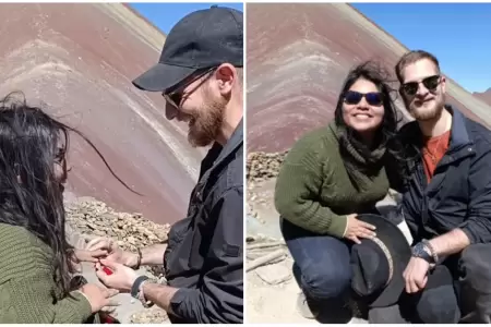 Turista le propuso matrimonio a su pareja en la Montaa de 7 Colores