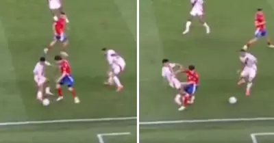 Piero Quispe y el impactante choque contra un jugador chileno.