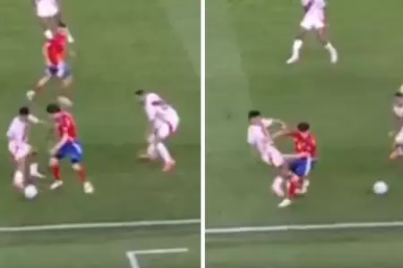 Piero Quispe y el impactante choque contra un jugador chileno.