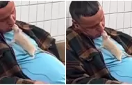 Hombre se queda dormido en pblico y recibe un beso inesperado de un ratn: "Para el amor no hay especies"