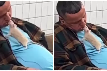Hombre se queda dormido y recibe un beso de un ratn