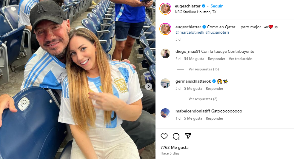 Marcelo Tinelli se luce en compañía de Eugenia Schlatter en la Copa América.