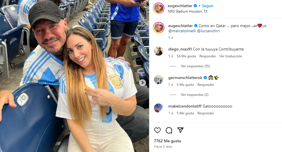 Marcelo Tinelli se luce en compaa de Eugenia Schlatter en la Copa Amrica.