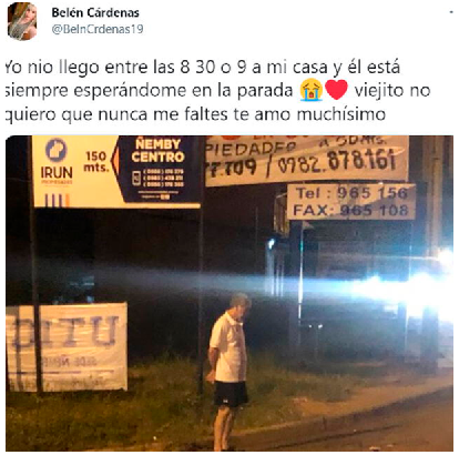 Hija agradecida con su padre por siempre esperarla en el paradero por su seguridad.