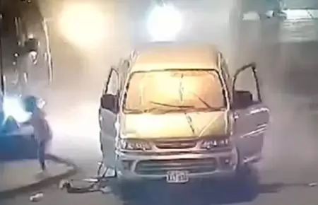 Minivan que transportaba baln de helio explot en Los Olivos
