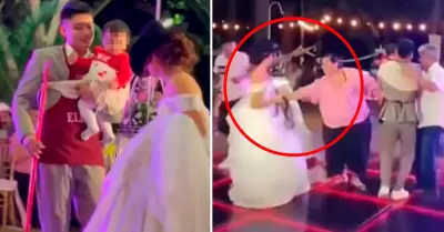 Suegra arremete contra su nuera en plena boda.